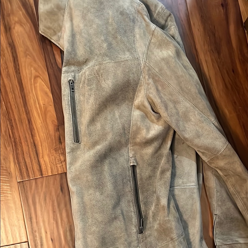 Tan Lightweight Suede Shirt Jacket with Standing Collar - Picture 8 of 8